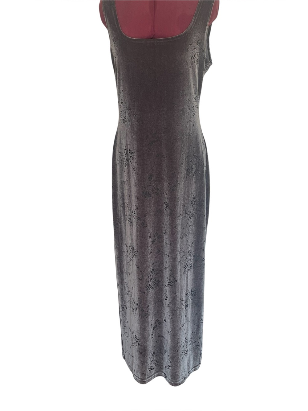 Vintage Velvet Floral Column Maxi Dress Size 10 90s Whimsigoth Dark Romantic